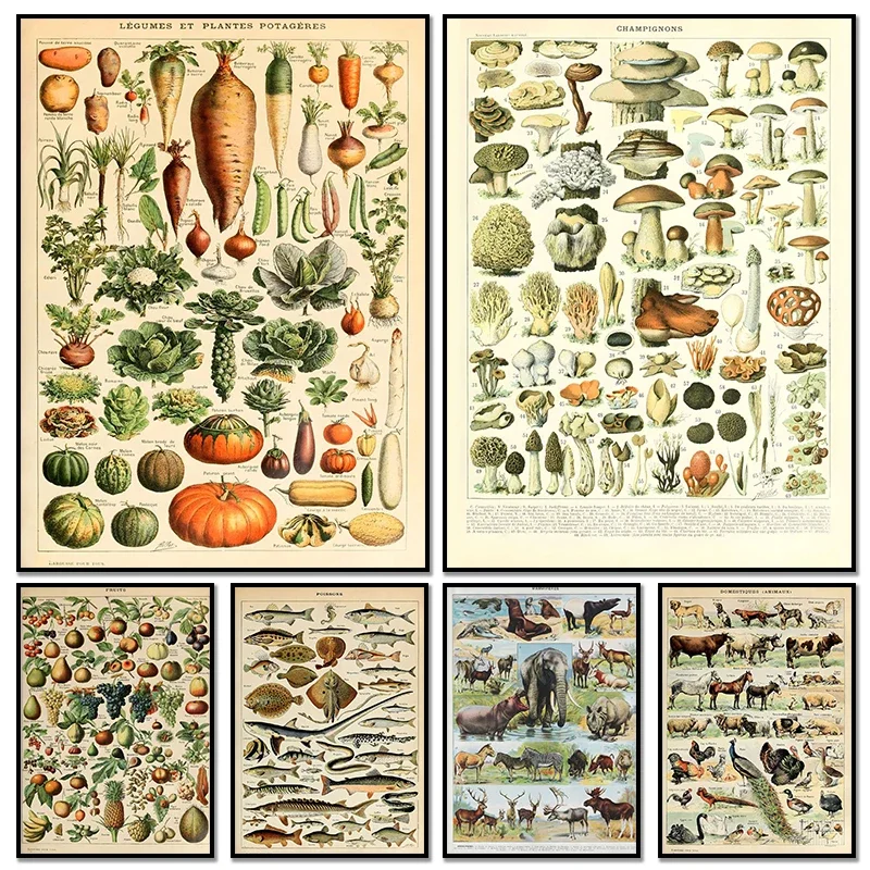 Resin Art Wall Decor - Винтажный ретро-постер Palaeobios с ботаническими мотивами: